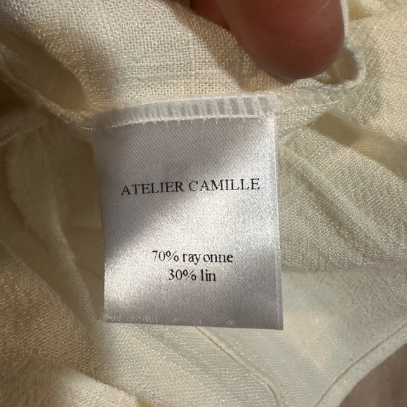 Atelier Camille linen flowy long sleeve blouse size small, white - Picture 10 of 11